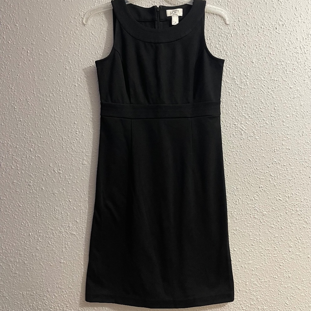 NWT Ann TaylorLOFT Sleeveless Dress Solid Black Size 0 petites